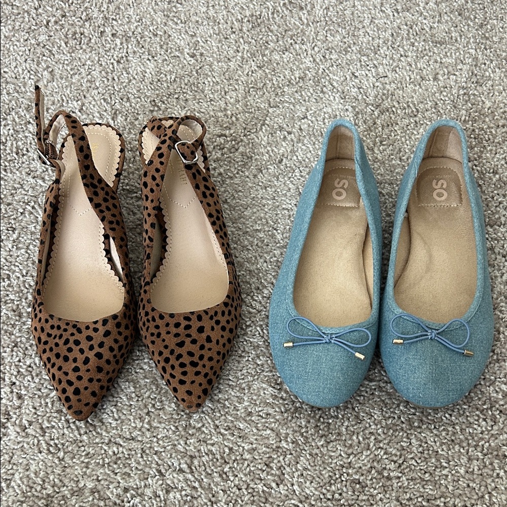 Isaac Mizrahi Brown Spotted and Blue Flats
